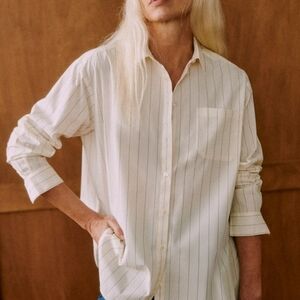 Sezane Max Shirt Fine Dark Navy Stripes Size 36/4